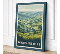 Shropshire Hills Vintage Canvas Wall Art Print 24x16 Inch