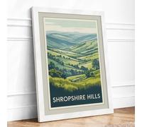 Shropshire Hills Vintage Framed Wall Art Print A4 White