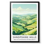 Shropshire Hills, Vintage UK Railway Wall Art, Retro Travel Natural Beauty Postcard Home Decor Gift Idea, Archival Matte, A3 (Print Only) - 42x29.7cm