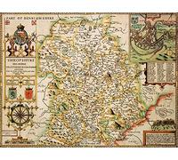 Shropshire Historical Map 1000 Piece Jigsaw Puzzle (1610). Free print!