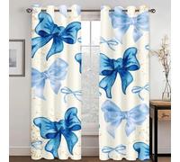 SHROUDEX Blackout Curtains with Tie-backs, 3D Pink Bow Children's Room Curtains, Colourful Butterfly Curtains for Living Room (2, 100x140cm (2x50x140cm))