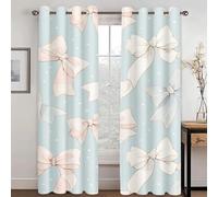 SHROUDEX Blackout Curtains with Tie-backs, 3D Pink Bow Children's Room Curtains, Colourful Butterfly Curtains for Living Room (1,100x140cm(2x50x140cm))