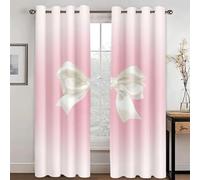 SHROUDEX Blackout Curtains with Ties, 3D Pink Bow Children's Room Curtains, Colourful Butterfly Curtains for Living Room (7,280 x 180 cm (2 x 140 x 180 cm))