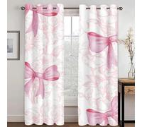 SHROUDEX Blackout Curtains with Ties, 3D Pink Bow Children's Room Curtains, Colourful Butterfly Curtains for Living Room (4,280x180cm(2x140x180cm))