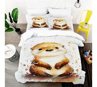 SHROUDEX Otter Bed Linen 135 x 200 cm, Cute Otter Duvet Cover for Boys Girls, Sea Otter Bed Linen Set with Zip, 100% Microfibre (1, Single 135 x 200 cm)