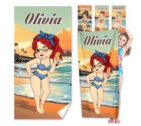 SHROUDEX Personalised Beach Towel with Name, Personalised Summer Beach Girl Microfibre Beach Towel, Hand Towel, Bath Towel with Name, Beach Utensils for Women (A, 80 x 150 cm)