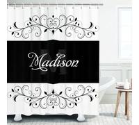SHROUDEX Personalised Shower Curtain with Monogram, Individual Shower Curtain with Name, Individual Shower Curtain Set for Home Bathroom Decor (200 x 240 cm, A)
