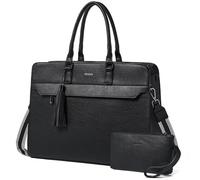 Shrrie 15.6 inch Laptop Bag for Women,Water-Resistant Work Bag LaptopTote Bag,Professional Business Tote for Office,Travel,College-Fits 15.6 Laptop&Tablet,Briefcase with Satchel Purse,Two-toned Black