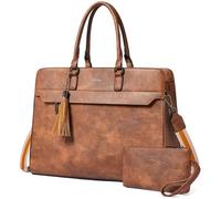 Shrrie 15.6 inch Laptop Bag for Women,Water-Resistant Work Bag LaptopTote Bag,Professional Business Tote for Office,Travel,College-Fits 15.6 Laptop&Tablet,Briefcase with Satchel Purse,Two-toned Brown