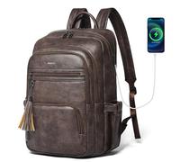 Shrrie 17 Inch Laptop Backpack for Women,Vegan Leather Backpack Purse,28L Work Business College Travel Computer Backpacks with Pouch Pocket for Large Capacity Cup & USB Charger,Chocolate