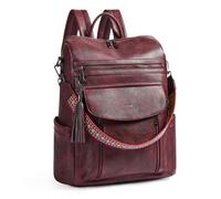 Shrrie Laptop Backpack for Women 15.6 inch,Travel Leather Backpack Purse Nurse Teacher Carry on Backpack Computer Bag,Professional Water-Resistant College Business Work Casual Daypack,Two-tone Maroon