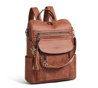 Shrrie Laptop Backpack for Women 15.6 inch,Travel Leather Backpack Purse Nurse Teacher Carry on Backpack,College Business Work Casual Daypack,Nubuck Brown