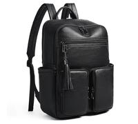 Shrrie Laptop Backpack for Women 16 Inch,Vegan Leather Travel Backpack Purse Work Business Computer Backpacks Teacher Nurse College Laptop Bookbag Casual Daypack,Two-toned Black
