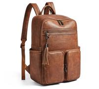 Shrrie Laptop Backpack for Women 16 Inch,Vegan Leather Travel Backpack Purse Work Business Computer Backpacks Teacher Nurse College Laptop Bookbag Casual Daypack,Two-toned Brown