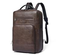 Shrrie Leather Laptop Backpack for Women and Men,28 L Travel Backpack Computer Bag Fits 16 inch Laptop,Expandable Casual Daypack with USB Charging Port for Work Business Weekender College,Coffee