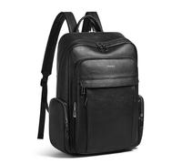 Shrrie Leather Laptop Backpack for Women with 17 inch Vegan Leather Computer Backpack Purse for Travel College Work,Two-toned Black