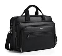 Shrrie Leather Messenger Bag for Men&Women 17 Inch Leather Laptop Bag,Water-Resistant Large Shoulder Satchel Office Work,Black
