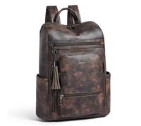 Shrrie Upgraded Large Travel Laptop Backpack Fits 17 inch Laptop,Vegan Leather Computer Backpack for Women and Men Business,Two-toned Coffee