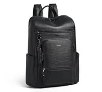 Shrrie Upgraded Large Travel Laptop Backpack Fits 17 inch Laptop,Vegan Leather Computer Backpack for Women and Men Business,Two-toned Black