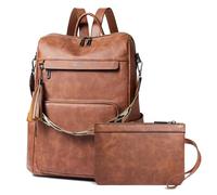 Shrrie Vegan Leather Backpack for Women Backpack Purse 15.6 inch Womens Laptop Backpack for College Travel Work-Nubuck Brown