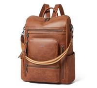Shrrie Vegan Leather Laptop Backpack for Women 15.6 inch Work Backpack Fashion Travel Backpack Purse for Business College-Crazy Horse Brown02