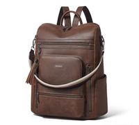 Shrrie Vegan Leather Laptop Backpack for Women 15.6 inch Work Backpack Fashion Travel Backpack Purse for Business College-Crazy Horse Brown01