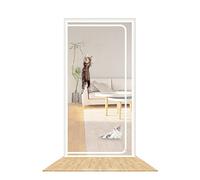 SHRRL Reinforced Cat Screen Door Fits Door Size 80cm x 200cm, Heavy Duty Pets Proof Screen Door with Zipper, Prevent Dogs Cats Running out from Home, White