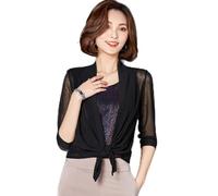 Shrug Womens Bolero Cardigan,Women'S Bolero Shrug Half Sleeves Cardigan Stylish Mesh See-Through Blouse Jacket Front Tie Summer Cardigan Open Front Festival Jacket Office Beach Cover-Ups For Dresse