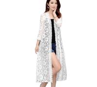 Shrug Womens Bolero Cardigan,Women'S Long Cardigan Embroidery Floral Lace Lightweight Jacket Cardigan Mesh V-Neck Festival Jacket Elegant Beach Shirt Jacket See Through Bikini Cover-Up For Dresses,