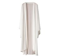 Shrugs for Women,Long Chiffon Cardigans Long Sleeve Open Front Thin Summer Lightweight Sheer Shawl Bolero Shrug Loose Kaftan Boho Roomy Kimono Beach Bikini Cover Up Dresses White L