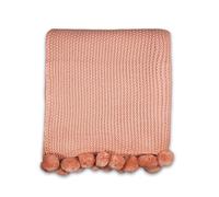 Shruti Designs Throw - Pink Pom Pom Blanket - 100% Acrylic - 150 x 125 cm