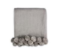 Shruti New - Blankets & Throws - Shruti Designs Throw - Grey Pom Pom