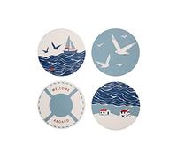 Shruti New - Coasters - Shruti Coastal Set of 4 Ceramic Coasters, Blue