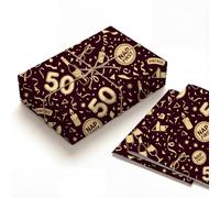 SHSEEN 50th Birthday Wrapping Paper, 19.6 x 27.5 in, 2 Sheets | 120gsm folded kraft paper for milestone birthdays, gag gifts, party favors, and small presents