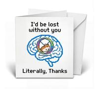 SHSEEN Funny Thank You Cards With Envelopes, Humorous Note Cards Featuring Pixel Art Hamster On Brain Wheel Design, Thank You Gifts For Coworker,Colleague,Employee Or Boss|5.1"(13x13cm)