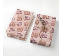 SHSEEN Rose Gold Glitter 50th Wrapping Paper, 19.6 x 27.5 in, 2 Sheets
