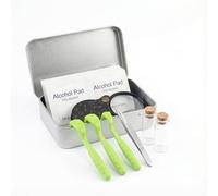 SHSEEN Tick Removal Tool Kit for Dogs & Humans - Emergency First Aid Tin with Tick Remover Crowbars, Tweezers, Alcohol Pads & Testing Vials - Camping Essentials for Lyme & Flea Defense