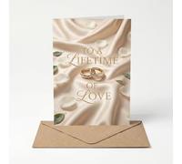 SHSEEN Wedding Card, Wedding Cards For Bride And Groom, 5x7 Inch Engagement Greeting With Envelope, Gold Rings on Silk Elegant Congratulations Marriage Gifts For Couples