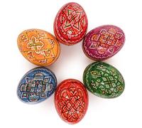 SHSH trade group Easter Eggs Decor 2,5’’ Lot 6 Pysanky Eggs Hand Painted Wooden Ukrainian Easter Eggs Pysanka - Decorated Easter Eggs for Home Decor - Ukranian Easter Egg Pisanki