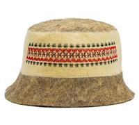 SHSH trade group Ukrainian Wool Sauna Hat Embroidered Ornament Vyshyvanka - Men's & Women's Sauna Cap - Beige and Gray