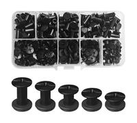 SHSMPXOY 100 Sets Chicago Screws M5*4/6/8/10/12mm Chicago Book Binding Screws Rivets for Leather Metal Rivet Replacement Repair for DIY Book Scrapbook Bookbinding, Bags,Collars(Matte Black)