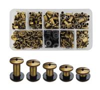 SHSMPXOY 100 Sets Chicago Screws M5*4/6/8/10/12mm Chicago Book Binding Screws Rivets for Leather Metal Rivet Replacement Repair for DIY Book Scrapbook Bookbinding, Bags,Collars(Bronze)