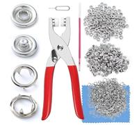 SHSMPXOY 200 Sets 9.5mm Press Studs Snap Fasteners, Poppers Fasteners Kit with Pliers, Metal Snap Press Studs No Sewing for Fabric Clothing,Bags,DIY Crafts