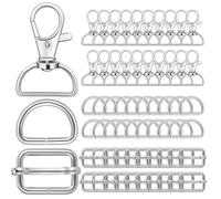 SHSMPXOY 60 PCS Metal Swivel Keychain Hooks with 25mm D Rings for Bags Swivel Clasps Clips Bag Making Suppliesd Rings Bag Accessories Hardware Accessories Sliding Buckles for Lanyard Purse Bag Straps