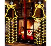 shsyue 2pcs Christmas Window Lights Indoor,Christmas Tree Decorations Light, Warmwhite Curtain Light 100 LED Lighting Beads, Fairy Lights for Wall,Eave, Bedroom,Party Wedding,8 Modes & USB Operated