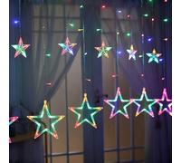 shsyue Christmas Star Curtain Light,Christmas Decorations Light Indoor,Window Lights with 12 Stars 138 LED for Xmas Tree,Wedding,Garden, Bedroom,Multicolor Light 8 Modes USB