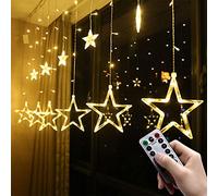 shsyue Christmas Star Window Lights,Decorations Lights LED Curtain Light 2.5M 138 LED 12 Big Star,Fairy Light for Christmas Tree,Xmas,Warm White 8 Modes USB