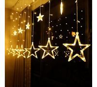 shsyue Christmas Star Window Lights,LED Curtain Light 2.5M Christmas Decorations Lights 138 LED 12 Star,Fairy Light for Xmas Tree,Party,Wedding,Garden,Bedroom,Warm White 8 Modes USB