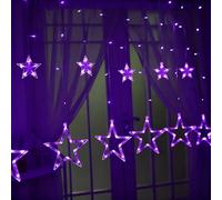 shsyue LED Star Window Curtain Lights, Christmas Decorations Lights Indoor,12 Stars 138 LED String Lights,USB 8 Modes Xmas Lights for Wedding Party Garden Outdoor -Purple