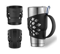 SHTCSZBA Silicone Sleeve Holder Grip for 30 oz Tumblers - Yeti Rambler 30 oz Tumbler Handle - Silicone Tumbler Sleeve Holder - RTIC Tumbler 30 oz - Corkcicle Tumbler Grip Holder - (30oz Black)
